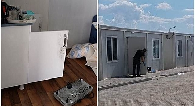 Depremzedenin kaldığı konteyner soyuldu