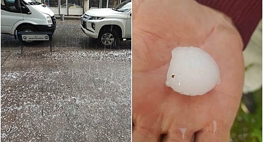 Dolu yağışı sonrası her yer beyaza büründü