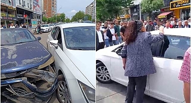 Kazaya karıştıktan sonra çevredekilere 'trafik dersi' verdi