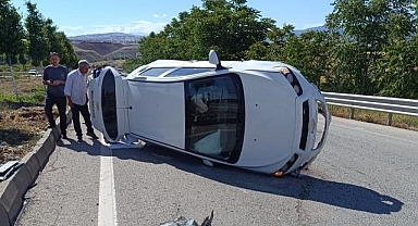 Takla atan otomobilden sağ çıktı