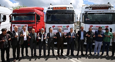 Tırlarla yardım gönderdiler