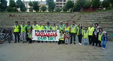 Bisikletçilerden Filistin’e destek turu