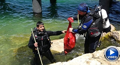 Gölün dibinden 10 dakikada çıkan çöpler şaşırttı