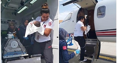 Kalp hastası bebek için havalandı
