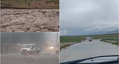 Sağanak yağmur sonrası sel suları yolları kapladı
