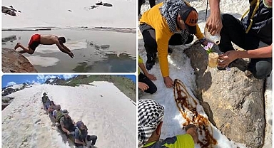 Doğaseverler zirvede karın keyfini çıkardı