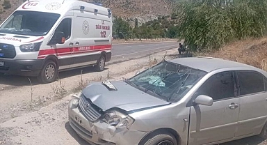 Kontrolden çıkan araç devrildi