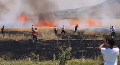 Tarım arazisinde korkutan yangın