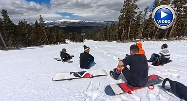 Bahar ortasında snowboard keyfi