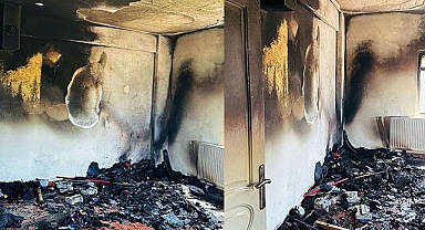 Sobadan çıkan kıvılcım evi küle çevirdi