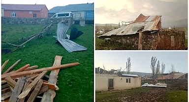 Fırtına 7 ev ve köy okulunun çatısını uçurdu