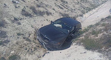 Kontrolden çıkınca yol kenarına devrildi