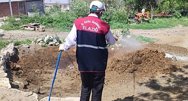 Köylerde haşere ve sineklere karşı ilaçlama