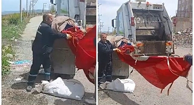 Polis bayrağa hakaret edenlerin peşinde