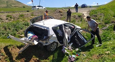 Şarampole yuvarlanıp takla attı