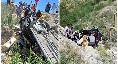 Önce kaza yaptı sonra kanala düştü!
