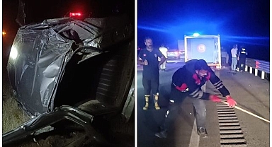Takla atan otomobilden sağ çıktılar