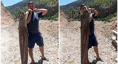 Baraj gölünde dev balıklar yakalandı