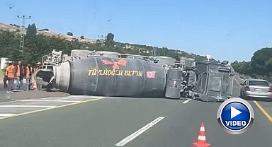 Beton mikseri devrildi: 1 yaralı