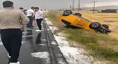Dolu yağışı kazaya neden oldu