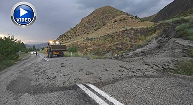 Erzurum’da sel yolu kapattı