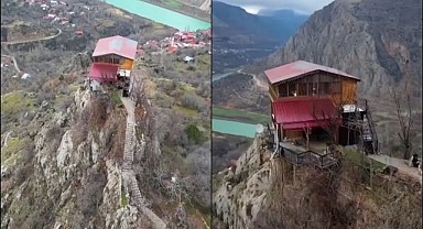 Kayalığa yapılan eve 96 basamakla çıkılıyor