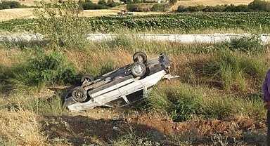 Kontrolden çıkan otomobil takla attı