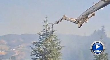 Orman yangınına beton pompasıyla destek