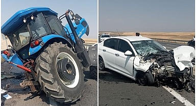 Otomobil traktöre çarptı: 2 yaralı