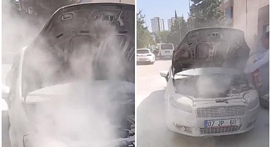 Park halindeki otomobil alev topuna döndü