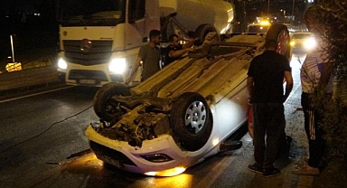 Ters dönen araçtan burnu bile kanamadan çıktı!