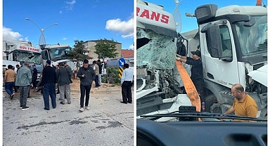 Tır kamyona arkadan çarptı: 1 kişi yaralandı