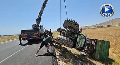 Traktör kontrolden çıkarak şarampole devrildi