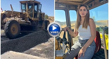 Kadın muhtar kolları sıvadı greyderin başına geçti