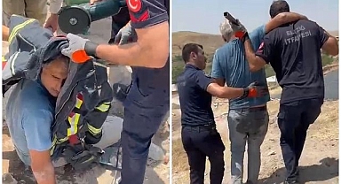 Rüzgarın devirdiği demir kulağına saplandı