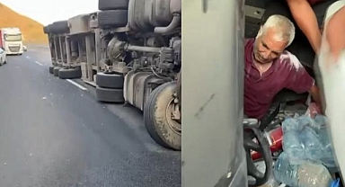 Tırda sıkışan sürücü için kurtarma seferberliği
