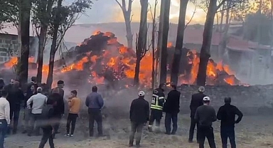 Erzurum'da yüzlerce balya ot kül oldu