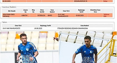 Erzurumspor'da Enes Karakaş'a bahis şoku! 8 ay ceza aldı