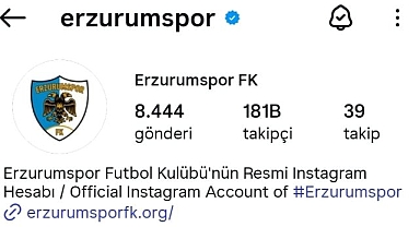 Erzurumspor FK sosyal medyada 22'nci sırada