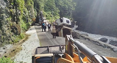 Yoldaki çukur devasa kamyonu yuttu!