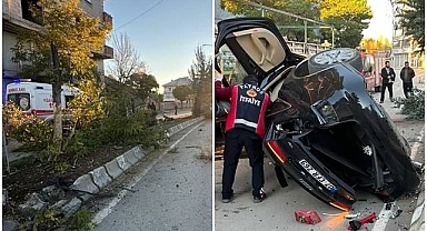 Ağaçlara çarparak devrildi!