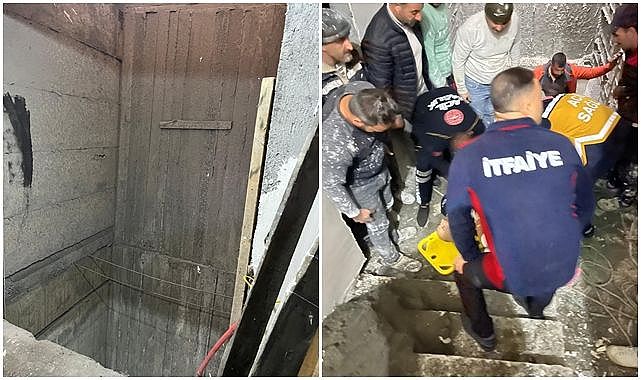 Beşinci kattan asansör boşluğuna düştüler