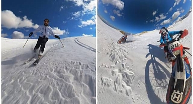 Çılgın kayakçı zirvede