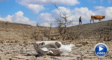 Göl kuruyunca yollar yeniden gün yüzüne çıktı