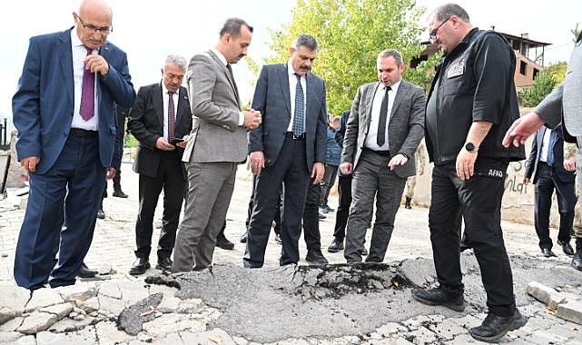 İspir’de heyelan bölgesine kaya tahkimatı başlatıldı