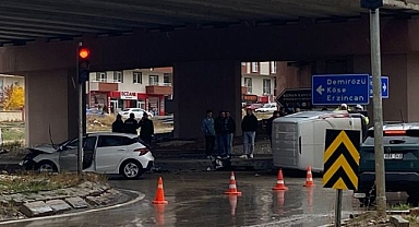 Yan yatan araçtan sağ çıktı