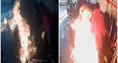 Faciaya ramak kaldı! Bir anda alevlerin arasında kaldılar