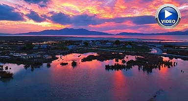 Görenleri büyüleyen günbatımı manzarası