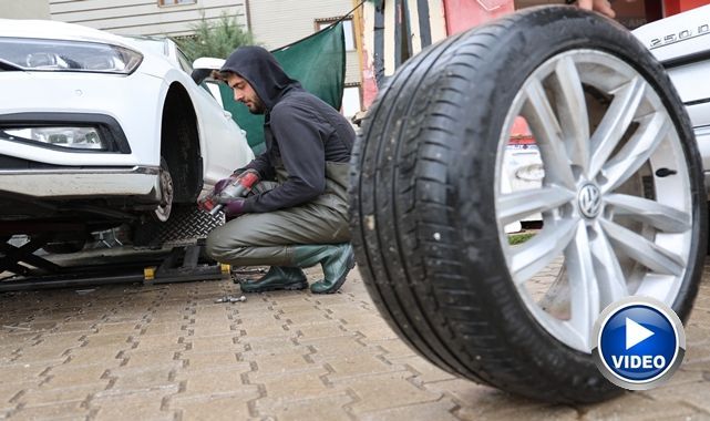 Lastikçilerde kış yoğunluğu başladı