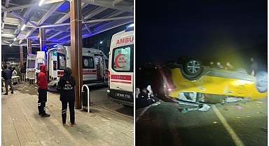 Öğretmenleri taşıyan otomobil takla attı! Yaralılar var